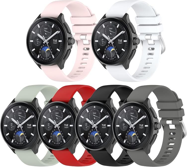 6-Pack Bands Compatible for Xiaomi Watch S4/S3/S2/S2 Pro/S1 Active/S1 Flexible Washable & Durable Classic Silicone Sport Wristbands Replacement Strap for Xiaomi Watch S4/S3/S2/S2 Pro/S1 Active