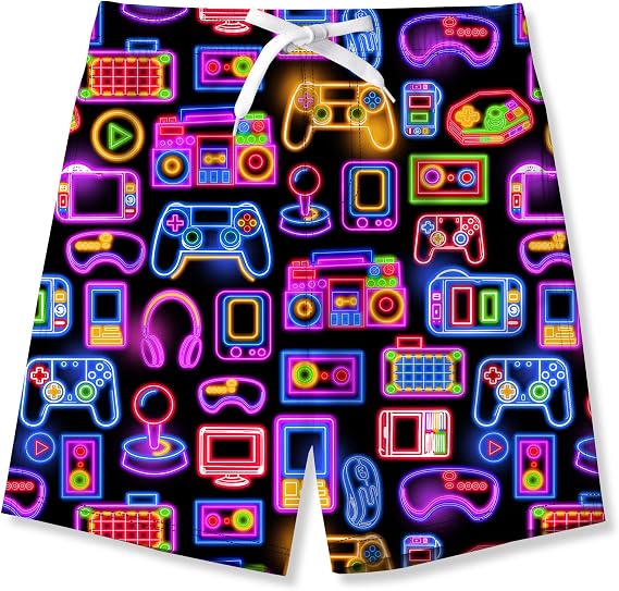 Idgreatim Boys Swim Trunks Quick Dry Shorts with Mesh Liner Size 6-14