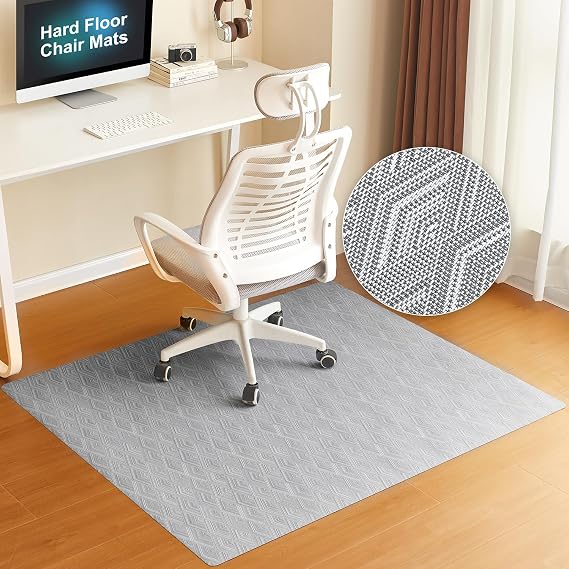 BAGAIL Office Chair Mat for Hardwood Floor, 35"x47" Heavy Duty Computer Chair Mat - Fast Flat & Smooth Glide - Non-Slip Desk Chair Floor Protector for Home Office - Gray Diamond