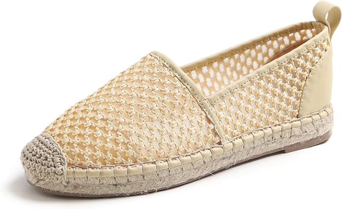 FEVERSOLE Close Toe Espadrilles Women's Comfort Breathable Slip On Flats Shoes