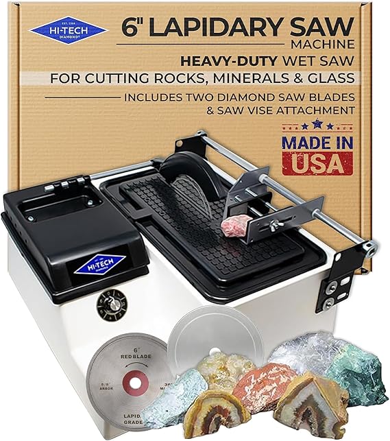 Hi-Tech Diamond 6" Lapidary Trim Saw for Rocks & Minerals - Includes Vise