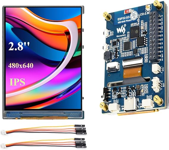 ESP32-S3 2.8inch Display Development Board, 480640, IPS LCD, 32-bit LX7 Dual-Core Processor, Supports W-F-i & Blue-Too-th, ESP32 with Display (No Touch)