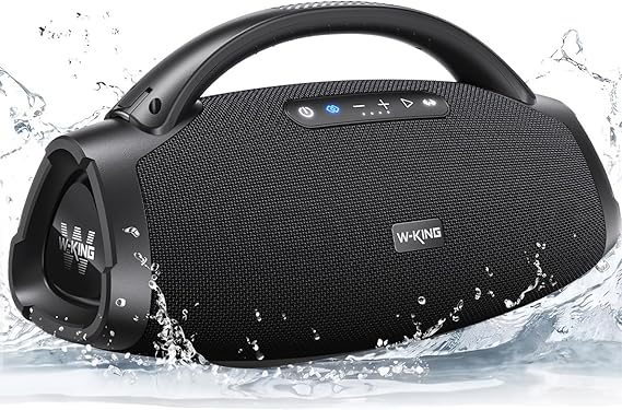 W-KING Loud Bluetooth Speaker Large Big Boombox, IP67 Waterproof Portable Wireless Outdoor Speakers,200W RMS/5 Drives/3 Way/7.5" Subwoofer/Custom APP, Massive Bass/Fast Charge/30H/OTG/Guitar-in/TF/AUX