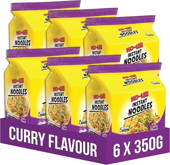 Ko - Lee Instant Noodles Chicken Flavour 350g (Pack of 6) - Ideal for Snacking, Stir-Frying, Soups or as a Side Dish - Instant Noodles (Curry 350g (Pack of 6))