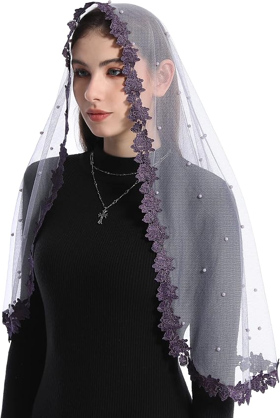 Mantveil Catholic Church Mantilla Veil: Long Vintage Christian Latin Mass Head Covering Spanish Lace Chapel Veils for Women