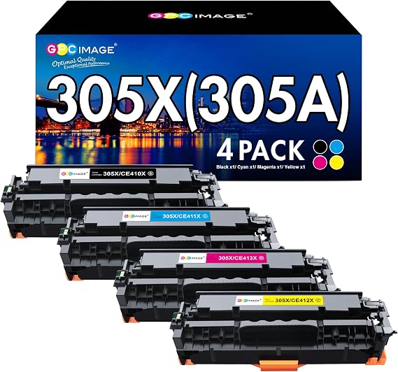 GPC Image 305X Replacement for HP 305A Toner Cartridge 4 Piece Combo Pack