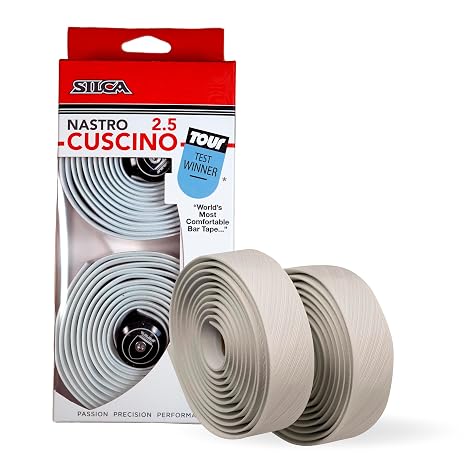 SILCA Nastro Cuscino Bike Handlebar Tape, White 2.5mm – Extra Thick Bike Bar Tape,  with Aluminum End Plugs & Installation Kit – Durable, Comfortable, and Vibration-Damping