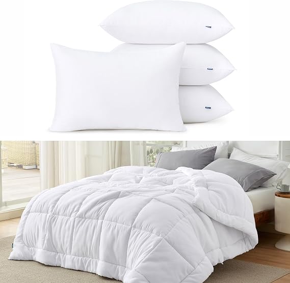 Bedsure One Cal King Duvet Insert,and 4 pk Standard Pillows