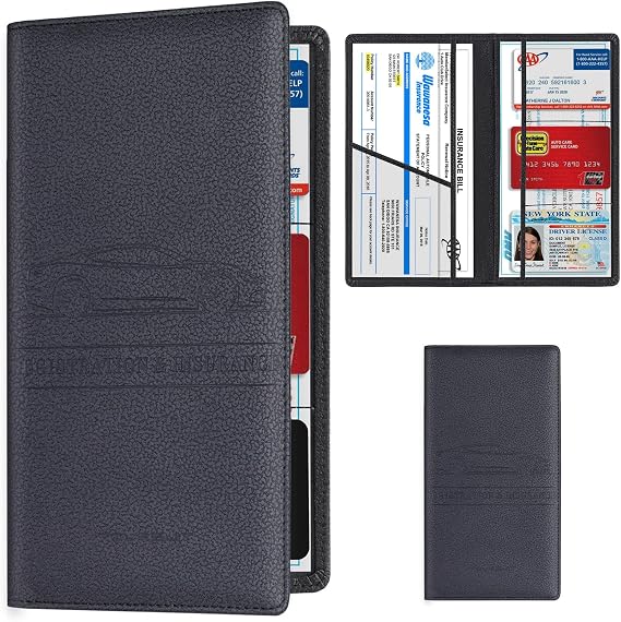 TOURSUIT Car Registration & Insurance Card Holder, M Black | Vehicle License Document Organizer, Glove Box Compartment, Interior Car Accessories, For Women Men