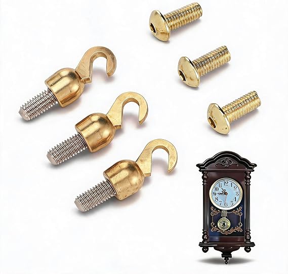 Grandfather Clock Parts 3 Sets Brass Shell Open Hook and Bolt for Older Grandfather or Grandmother Clock