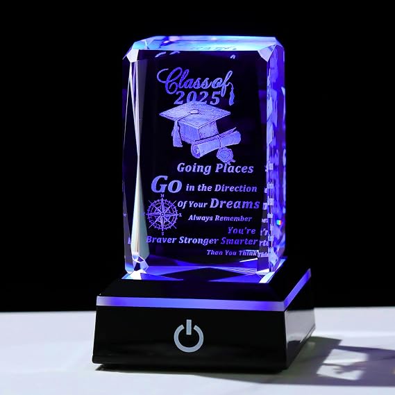 Movdyka 2025 Graduation Gifts for Her Him, 3D Layser Engraved Class of 2025 with Base, Unique High School College Graduation Gift Ideas for Women Men Girls Daughter Son Unisex