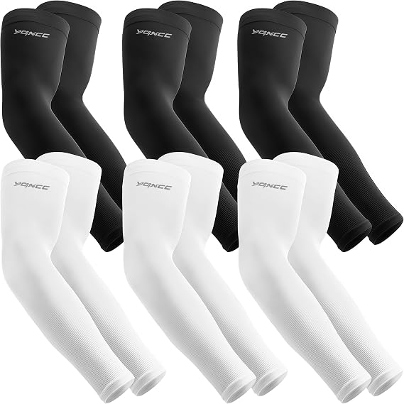 YQXCC 6 Pairs Arm Sleeves UV Sun Protection Sport Compression for Men Women