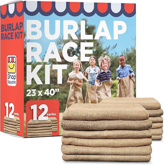 Large Burlap Potato Sack Race Bags, 23x40" Burlap Bags, Outdoor Lawn Games for Kids & Adults - Easter Games, 4th of July BBQ, Picnic, Block Party, Family Reunion, Birthday Party, Halloween - Set of 12