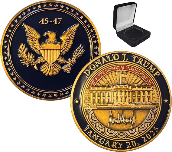 in Velvet Gift Box - 2025 Donald J. Trump Presidential Inauguration Challenge Coin 45-47