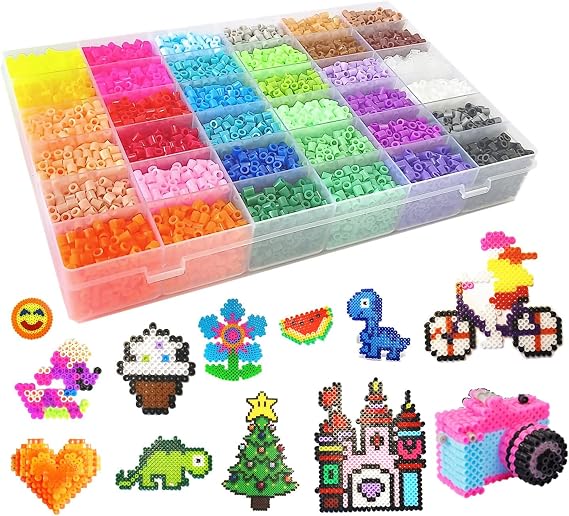 11000pcs Fuse Beads Kit 36 Colors 5mm, Fuse Beads Set for Kids,Plastic Beads Fuse Bead Refill Pack