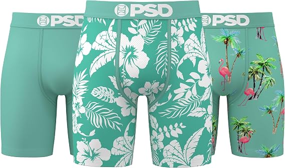 PSD Mens Underwear Tropical Graphic Print Boxer Briefs, Packs & Singles