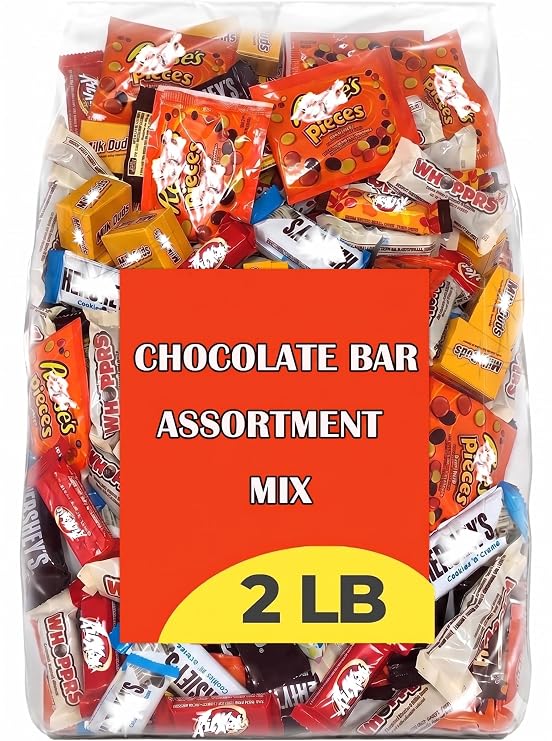 Assorted Chocolate Candy Individually Wrapped, 2 Lbs Bulk, Chocolate Bar Assortment, Includes Milk Chocolate Snack Size Miniatures, Variety Mix for Parties, Office and Candy Bowl