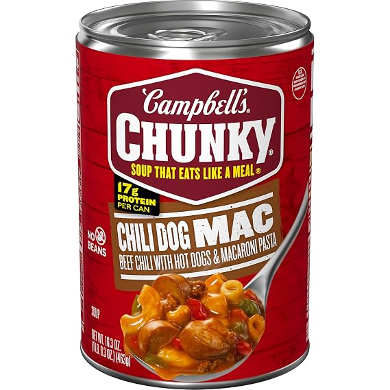 Campbells Chunky Chili Dog Mac Soup, 16.3 oz Can