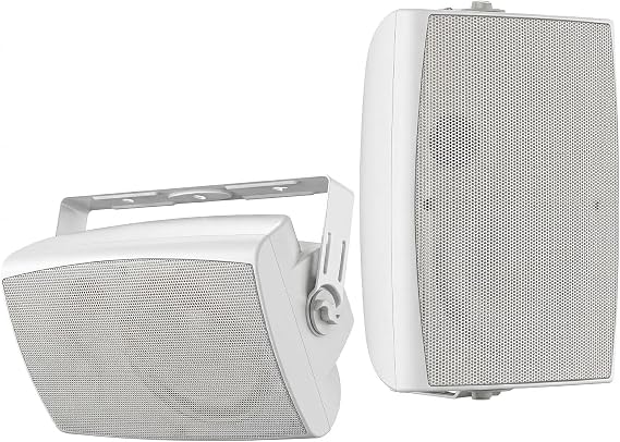 Herdio 6.5 Inches Indoor Outdoor Bluetooth Speakers Waterproof Wired 400 Watts with Powerful Bass,2 Way Wall Mount Speakers All-Weather Durability for Patio Home Deck Porch Backyard (Pair, White)