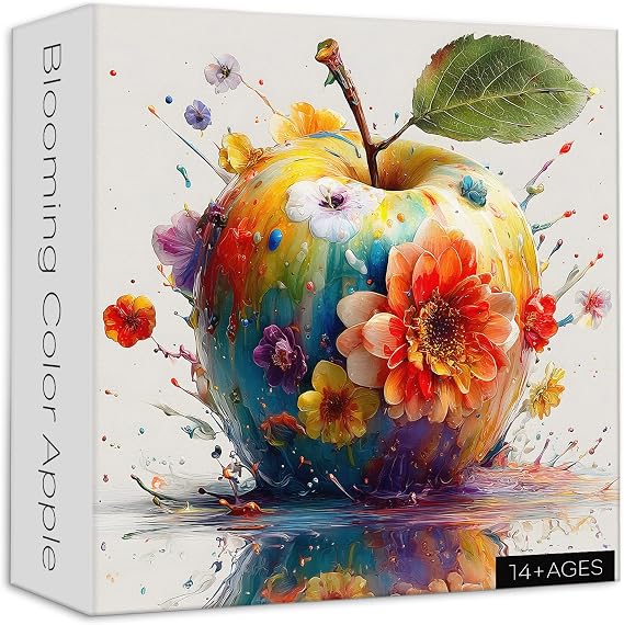 Blooming Color Apple Puzzles for Adults 1000 Pieces, Larkipuzz Gradient Fruit Puzzle Floral, Hard Impossible Wildflower Flower Art Theme for Plant Lovers