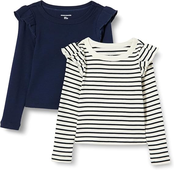 Amazon Essentials Girls and Toddlers' Long Sleeve Ruffle T-Shirt