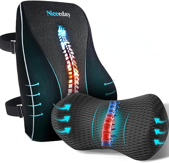 Niceeday Lumbar Support Pillow for Office Chair Car, Lumbar Support Pillow for Office Chair Car