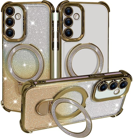 Glitter Case for Redmi Turbo 3, Stylish Plating Frame, TPU Phone Case with Ring Holder, Girls, Women's, Shockproof, Transparent, Sparkling,