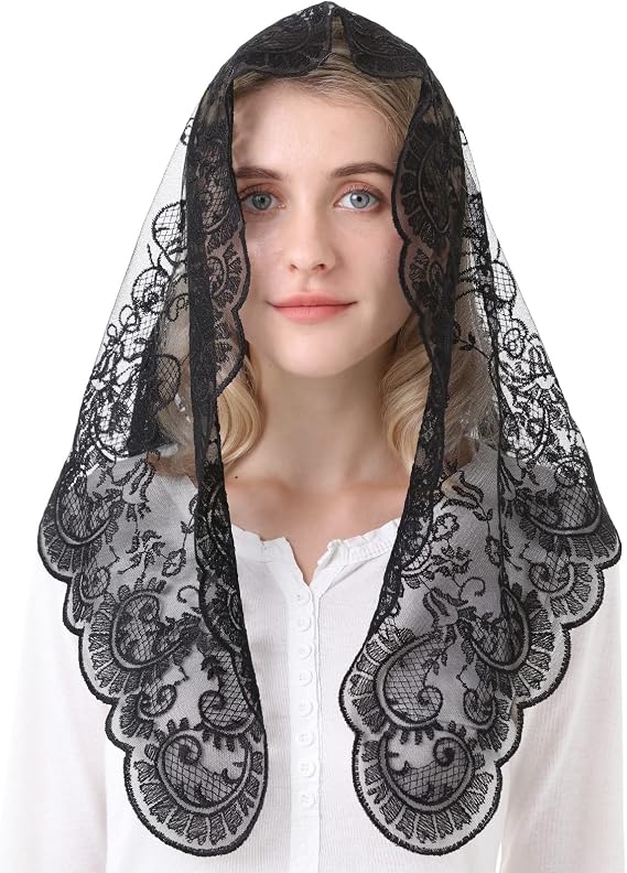 catholic mass chapel veil lace head covering women church veil middle size