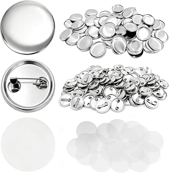 100 Set (300 Pcs Total) 25mm/0.98 inch Button Maker Supplies | Pin Maker Button Supplies for Button Maker Machine, Includes Metal Cover, Pin Back Cover, Clear Film