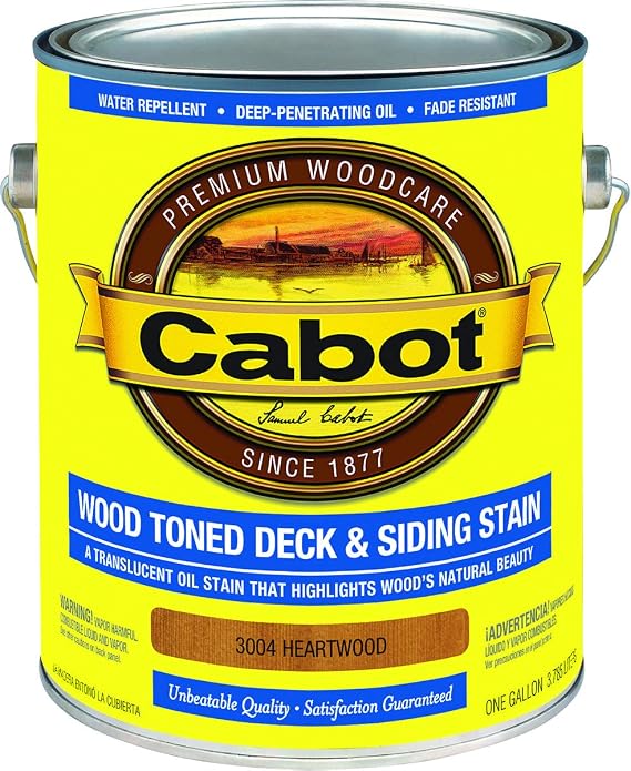 Cabot Wood Toned Stain + Sealer, Exterior Natural Wood Stain, Heartwood, Gallon