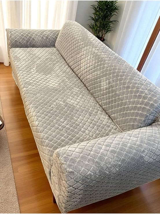 bibaha peluş Lastikli Koltuk Örtüsü 3 kişilik Yıkanabilir Esnek Koltuk Kılıfı Gri 180 x 230