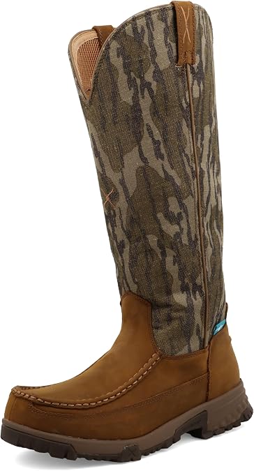 Twisted X Men's 17" Waterproof Rear Zip Snake Boot, Mossy Oak Bottomland
