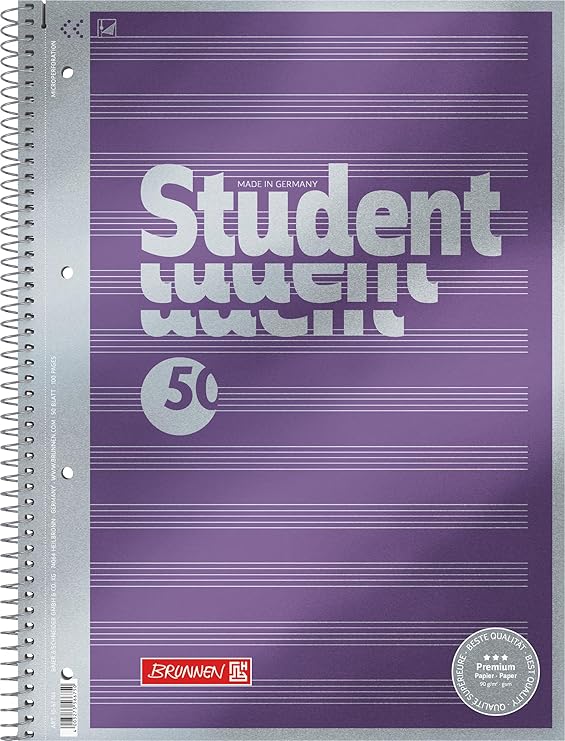 Brunnen 1067144 Notepad/Student Premium Note Ruled Set Treated Cover with Metallic Effect A4 90 g/m2 50 Sheets