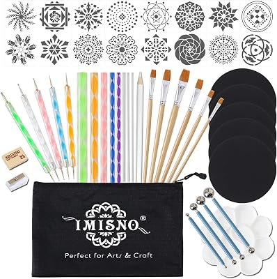 IMISNO Mandala Dotting Tools Painting Kit - Rock Dot Paint Stencils Tool Set Art Craft Supplies Kits for Nail Stone Mandala Arts Drawing Home Decor