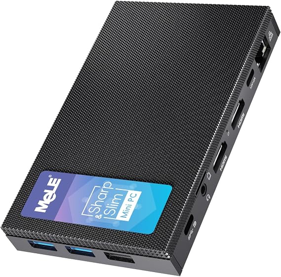 MeLE Quieter 4C Fanless Mini PC, N150 16GB 512GB | Fanless micro PC, full-functional USB-C, 4K triple display, dual-band WiFi, for Home, Office, Education, Astrophotography