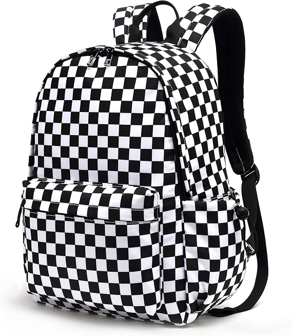 Checkered School Backpack for Girls Women, Teens School Bags Bookbags Ladies Laptop Backpacks