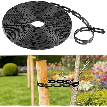 UNIFAMILY 25 Ft Tree Ties Plastic, 1/2" Wide Chain Lock Tree Straps Adjustable, Plant Ties Flexible Reusable for Leaning Tree Garden Accessories