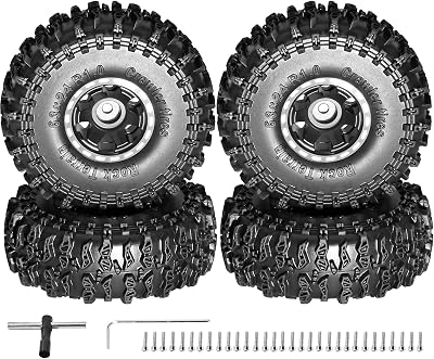 1.0 Beadlock Wheel Soft Tire Set RC Upgrade Part for Traxxas 118 TRX4M 124 RC Crawlers car Axial SCX24 FMS FCX24 Gladiator Bronco C10 JLU Deadbolt B17 Upgrade.4PcsSet