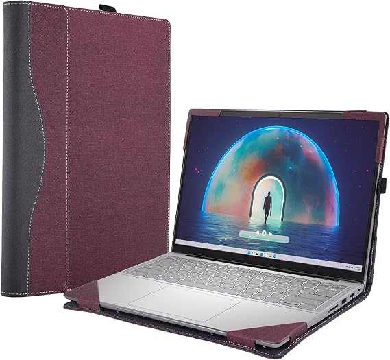 Laptop Case Cover for Dell Inspiron 14 Plus 7430 7420 & Inspiron 14 Pro 5430 5420 7425 5425 [Not Other Models] Notebook Sleeve Computer Bag Protective PU Leather Shell (red Wine)