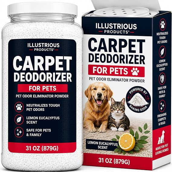 Carpet Deodorizer Powder, Pet Safe Baking Soda, Lemon Eucalyptus, 31 oz