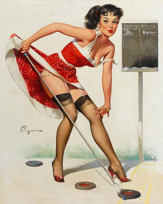 Magnet Aiming to Please Vintage Style Elvgren Sexy Pin-Up Girl Magnet Vinyl Magnetic Sheet for Lockers, Cars, Signs, Refrigerator 5"