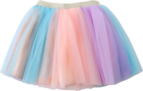 Jastore Girls Layered Rainbow Tutu Skirt Dance Dress Ruffle Tiered Clubwear