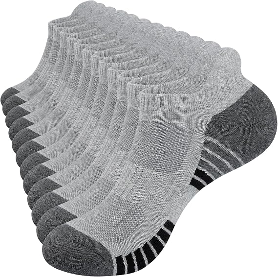 RUIXUE Mens Trainer Socks Cushioned Running Socks, Anti-Blister Cotton Ankle Socks for Men Women Ladies Sports Socks Low Cut Breathable Athletic (6 Pairs/10 Pairs)