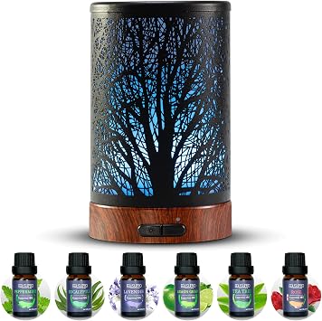 Oil Diffuser with Essential Oils Set Aromatherapy Diffuser 150ml with 6 Essential Oils Set, Diffuser for Essential Oils, Auto Off Protection 7 Colors Night Light Gifts for MomDiffuser &amp; Oils Set
