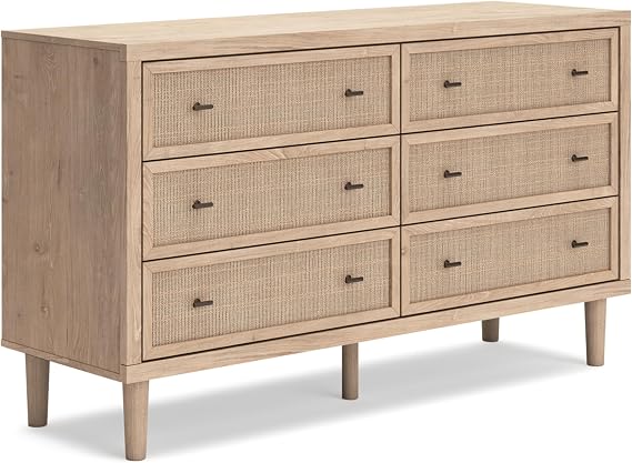Signature Design by Ashley 6 Drawer Bedroom Dresser, Light Oak, Cielden