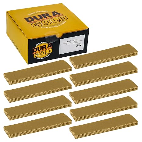 Dura-Gold Premium 1" x 4" Gold Sandpaper Micro Sheets, 120 Grit (Box of 45)