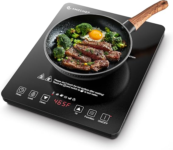 AMZCHEF Portable Induction Cooktop, 20 Temperature & Power Levels, 1800W