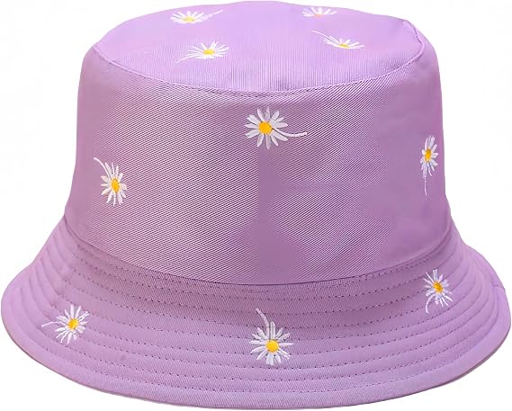 Reversible Bucket Hats for Women Men Flower Cotton Summer Travel Beach Sun Hats Packable Bucket Hats