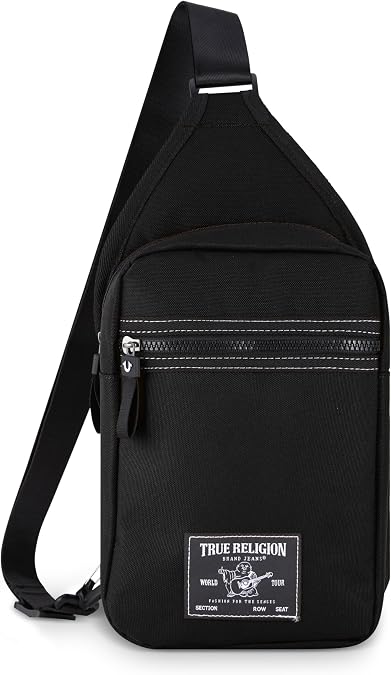 True Religion Crossbody Bag Men Shoulder Sling Bag, Zip Compartments