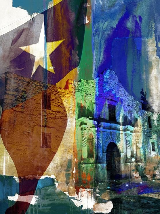 Wall Art Print Alamo Flag by Sisa Jasper, 12" x 16"